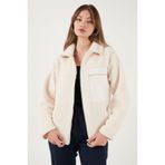 Lela Regular Fit Klasik Yaka Göğüs Cep Detaylı Peluş Hırka Polar Bayan POLAR 5866437