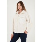 Lela Regular Fit Klasik Yaka Göğüs Cep Detaylı Peluş Hırka Polar POLAR 5866437