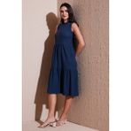 Lela Regular Fit Kolsuz Midi Elbise Bayan Elbise 5869008 - İndigo - XL