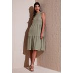 Lela Regular Fit Kolsuz Midi Elbise Bayan Elbise 5869008 - Olive - XL