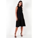 Lela Regular Fit Kolsuz Midi Elbise Bayan Elbise 5869008 - Siyah