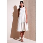 Lela Regular Fit Kolsuz Midi Elbise Bayan Elbise 5869008 - Taş - XL