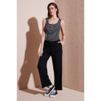 Lela Regular Fit Normal Bel Geniş Paça Pantolon Bayan Pantolon 5866117 - S - Siyah