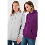Lela Regular Fit Pamuklu Kapüşonlu Yaka Şardonlu Kışlık 2'li Paket Bayan Sweat 5863854S2 Gri Melanj-Mor