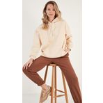 Lela Regular Fit Pamuklu Kapüşonlu Yaka Şardonlu Kışlık Bayan Sweat 5863854 BEJ