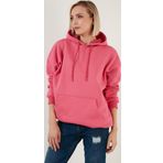 Lela Regular Fit Pamuklu Kapüşonlu Yaka Şardonlu Kışlık Bayan Sweat 5863854 FUŞYA