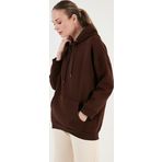 Lela Regular Fit Pamuklu Kapüşonlu Yaka Şardonlu Kışlık Bayan Sweat 5863854 KAHVE