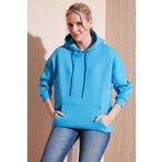 Lela Regular Fit Pamuklu Kapüşonlu Yaka Şardonlu Kışlık Bayan Sweat 5863854 TURKUAZ