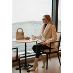 Lela Regular Fit Şal Yaka Kemerli Bayan Kaban 6839688 BEYAZ
