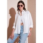 Lela Regular Fit Tek Cepli Önü Kısa Arkası Uzun Krinkıl Gömlek Bayan Gömlek 6772752 - Beyaz - XL
