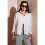 Lela Regular Fit Tek Cepli Önü Kısa Arkası Uzun Krinkıl Gömlek Bayan GÖMLEK 6772752 - Taş - XL