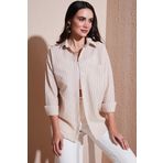 Lela Regular Fit Uzun Kollu Cepli Çizgili Bayan Gömlek 6772895 TAŞ