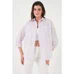 Lela Regular Fit Uzun Kollu Çizgili Gömlek Bayan GÖMLEK 6772875