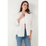 Lela Regular Fit Uzun Kollu Dokulu Gömlek Bayan GÖMLEK 6772799
