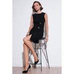 Lela Regular Fit Yırtmaçlı Mini Tüvit Kalem Bayan Elbise 611EL594 SİYAH