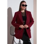 Lela Relaxed Fit Mono Yaka Cepli Blazer Ceket Bayan Ceket 611BC00132 - Bordo