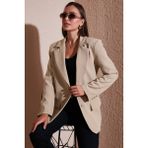 Lela Relaxed Fit Mono Yaka Cepli Blazer Ceket Bayan Ceket 611BC00132 - Vizon