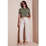Lela Relaxed Fit Normal Bel Geniş Paça Çİft Cepli Keten Bayan Pantolon 668YP4991 TAŞ