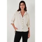 Lela Relaxed Fit Truvakar Kollu Arkası Uzun Gömlek Bayan GÖMLEK 67033392S4