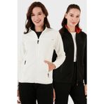 Lela Slim Fit Anti-Pilling Tüylenme Yapmayan Fermuarlı Cepli Hırka 2' li Paket Bayan Polar 5907002S2 EKRU-SİYAH