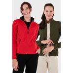 Lela Slim Fit Anti-Pilling Tüylenme Yapmayan Fermuarlı Cepli Hırka 2' li Paket Polar POLAR 590