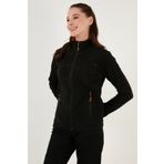 Lela Slim Fit Anti-Pilling Tüylenme Yapmayan Fermuarlı Cepli Hırka Bayan Polar 5907002 SİYAH