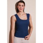 Lela Slim Fit Kalın Askılı Dantelli Kare Yaka Bürümcük Atlet Bayan Atlet 5864979 - İndigo