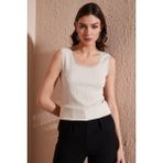 Lela Slim Fit Kalın Askılı Dantelli Kare Yaka Bürümcük Atlet Bayan Atlet 5864979 - Taş