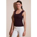 Lela Slim Fit Kalın Askılı Dantelli Kare Yaka Bürümcük Bayan Atlet 5864979 VİŞNE