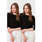 Lela Standart Fit Bisiklet Yaka Truvakar Kol 2'li Paket Bluz BLUZ 5861416YS2