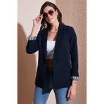 Lela Standart Fit Mono Yaka Desenli Astar Detaylı Blazer Kadın Ceket6524003 - Lacivert - XL