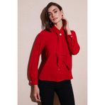Lela Standart Fit Taşlı Düğmeli Fularlı Yaka Uzun Kollu Gömlek Bayan GÖMLEK 611GO00333