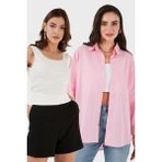 Lela Streç Pamuklu Oversize Fit 2' Li Paket Gömlek-Atlet Set Bayan Gömlek-Atlet Set 67810014979S2 - Pembe - Ekru