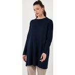 Lela Triko Modest Bisiklet Yaka Bayan Kazak 4616152 LACİVERT