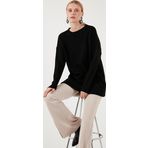 Lela Triko Modest Bisiklet Yaka Bayan Kazak 4616152 SİYAH
