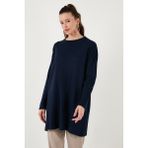 Lela Triko Modest Bisiklet Yaka Kazak Bayan Kazak 4616152 - Standart - Lacivert