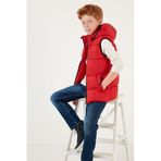 LELA Unisex Çocuk Kırmızı Kapüşonlu Fermuarlı Şişme Yelek, 5 Yaş