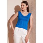 Lela V Yaka Kalın Askılı Kadın Bluz 5864384 - Saks