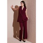 Lela Wide Leg Orta Yüksek Bel Bol Paça Kumaş Bayan Pantolon 6522974 BORDO