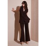 Lela Wide Leg Orta Yüksek Bel Bol Paça Kumaş Bayan Pantolon 6522974 KAHVE