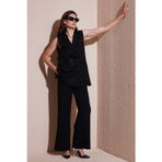 Lela Wide Leg Orta Yüksek Bel Bol Paça Kumaş Bayan Pantolon 6522974 SİYAH