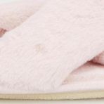 Lela Yumuşak Dokulu Çapraz Peluş Bayan Terlik 6722001 PUDRA
