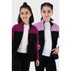 Lela Yumuşak Dokulu Fermuarlı Renk Bloklu Dik Yaka Cepli 2'li Paket Hırka Polar Çocuk POLAR 5905001S2 - Siyah - Mor - 9 - 10 Yaş