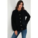 Lela Yün Karışımlı Relaxed Fit Çıtçıt Düğmeli Bayan Hırka 4617021 SİYAH