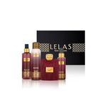 Lelas kokunuza dokunun Lelas 1582 Bordo Kadın Erkek Siyah Kutulu Hediyelik Set (Parfüm+Deodorant+Vücut Spreyi+Saç Spreyi)