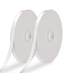 LELE LIFE Saten bant, çift taraflı, 9 mm x 91 m, ince ipek bant, hediye paketleri, çiçek buketi, el işi, kurdele, düğün, parti, Noel, beyaz, 2 rulo