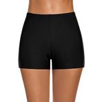LELEKALE Kadın yüzme şortu mayo – karın kapalı yüzme şortu yaz mayosu büyüleyici yüksek bel UV korumalı yüzme şortu kısa bikini şort yüzme şortu spor spor salonu yüksek belli şort, Siyah, XXL
