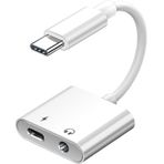 Leloco USB C jak adaptörü, 2'si 1 arada Tip C jak 3,5 mm, 60 W PD hızlı şarj, USB C kulaklık adaptörü, iPhone 16 Pro Max iPad Pro/Mini 6 Galaxy S24 ve daha fazlası için geçerlidir