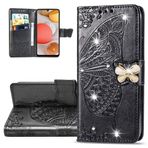 LEMAXELERS Galaxy A16 için cep telefonu kılıfı kabartma parıltılı elmas kelebek çiçekler kapaklı kılıf [manyetik] [kart bölmesi] koruyucu kılıf cep telefonu kılıfı Samsung A16, SD için siyah