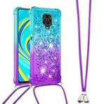 LEMAXELERS Redmi Note 9 Pro için cep telefonu kılıfı, parıltılı hızlı kum, yaratıcı akıcı sıvı yüzer, silikon kılıf, omuz askısı, cep telefonu kordonu, bant zincir, Redmi Note 9 Pro için, YB GS Blue Zi